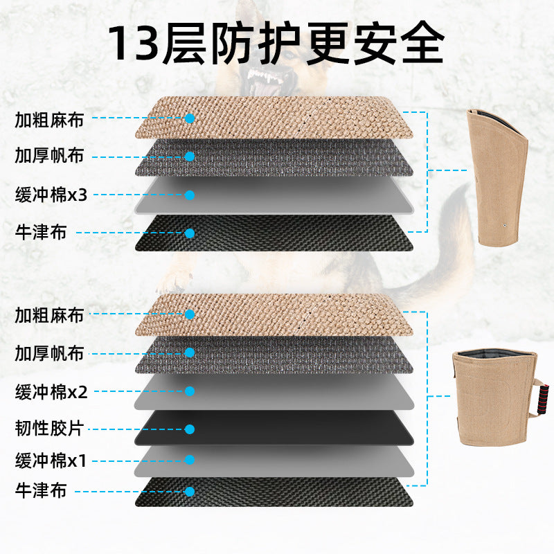 Pet Dog Training Anti-Bite Gloves, Thickened Dog Bite Protection, Trainer Anti-Snap, Anti-Tear, with Handle, Detachable Sleeves