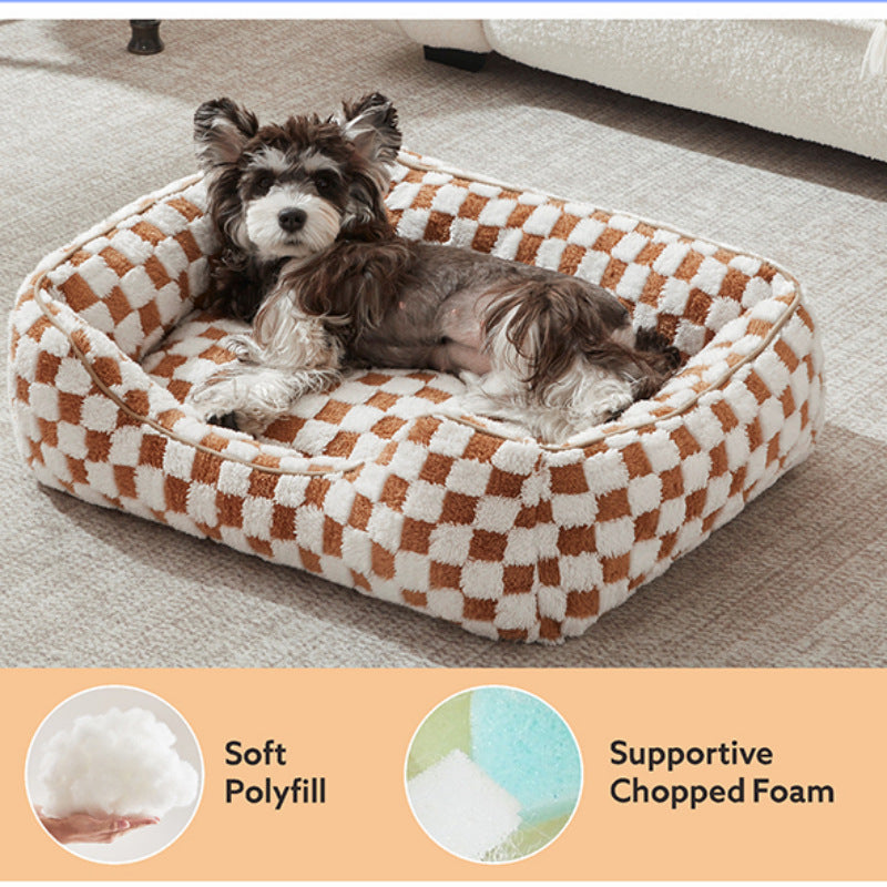 Shu Cotton Velvet Jacquard Fabric Soft Comfortable Pet Bed Deep Sleep Cat Bed Dog Bed Winter Warm Pet Mat