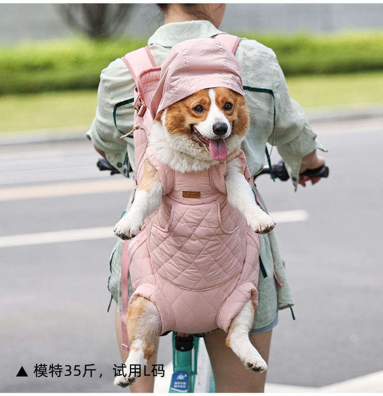 Dog Outdoor Backpack Winter Thickened Cotton Bag Pet Outdoor Portable Harness Chest Dual-use Backpack