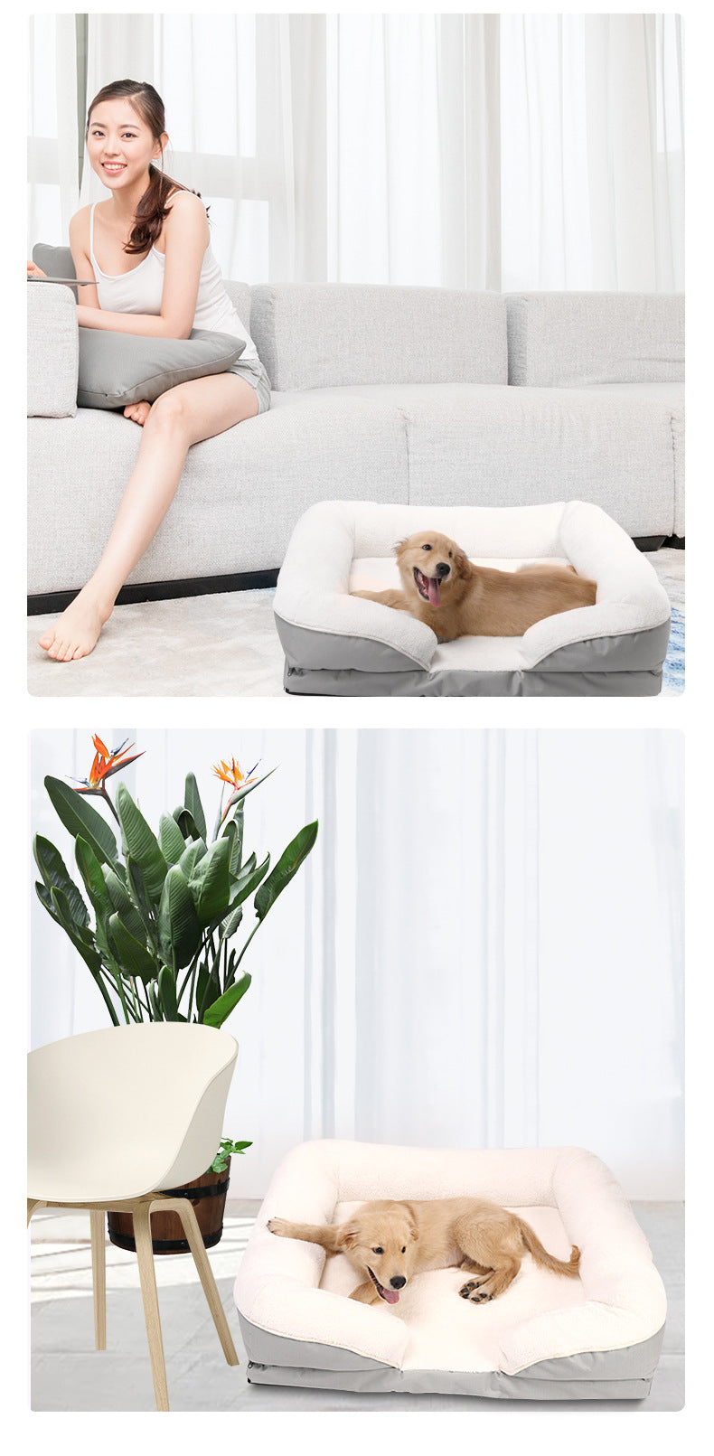Amazon Hot Sale Autumn and Winter Memory Foam Dog Bed Dog Neck Protector Sofa Bed Detachable Washable Pet Bed