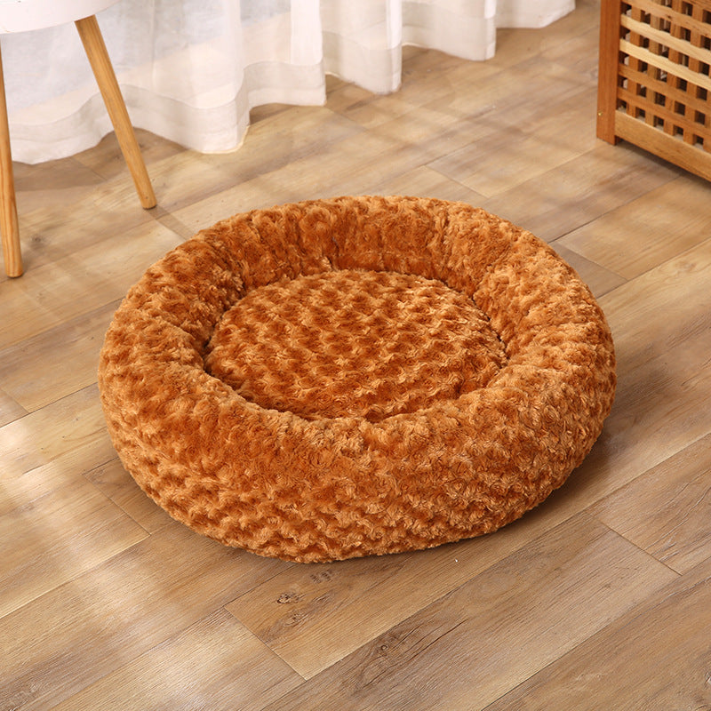 Pet Bed Rose Flower Pet Supplies Amazon Hot-Selling Winter Warm Mat Rose Short Plush Dog Bed Cat Bed