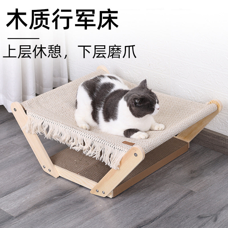 Cat Bed Cat Scratching Board Two-layer Camp Bed All-season Pet Cat Sofa Wooden Camp Bed Cat Bed Pet Supplies