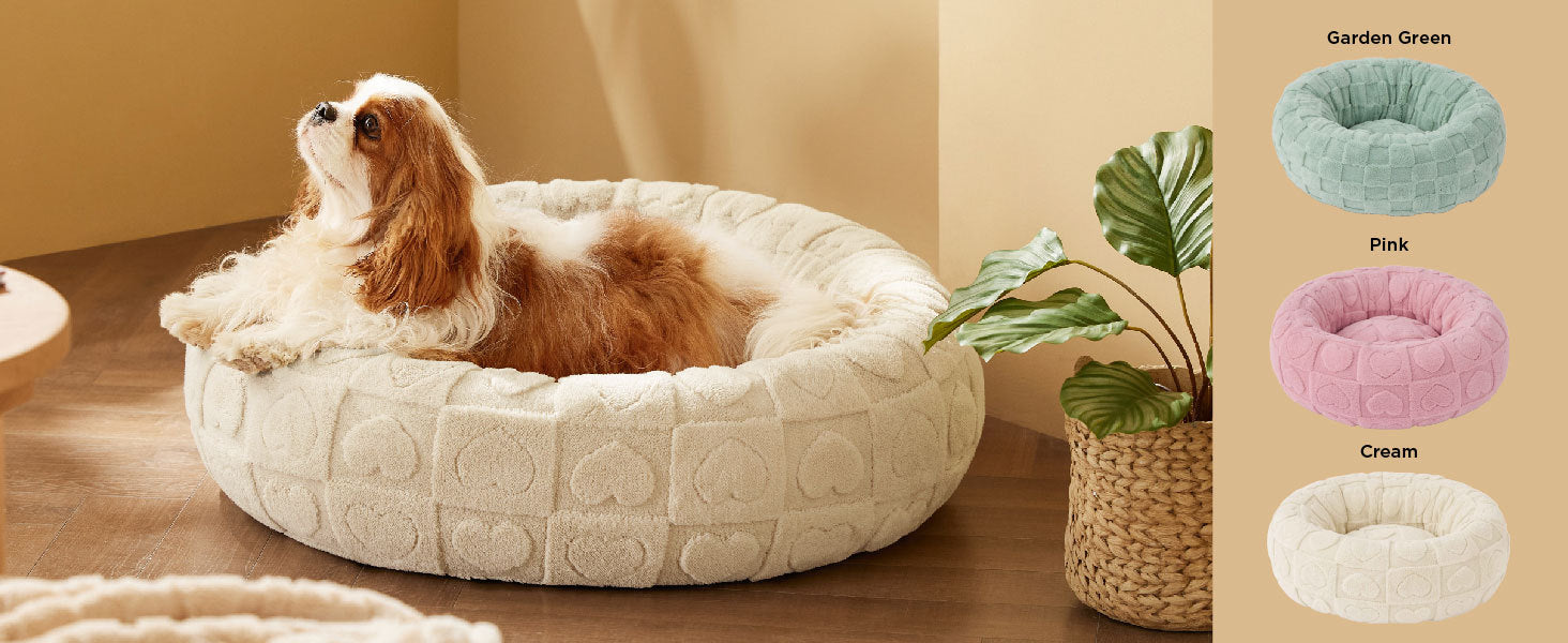 New Pet Bed High Weight Peach Heart Soft Cotton Plush Pet Mat Long Plush Round Cat Bed Winter Warm Dog Bed