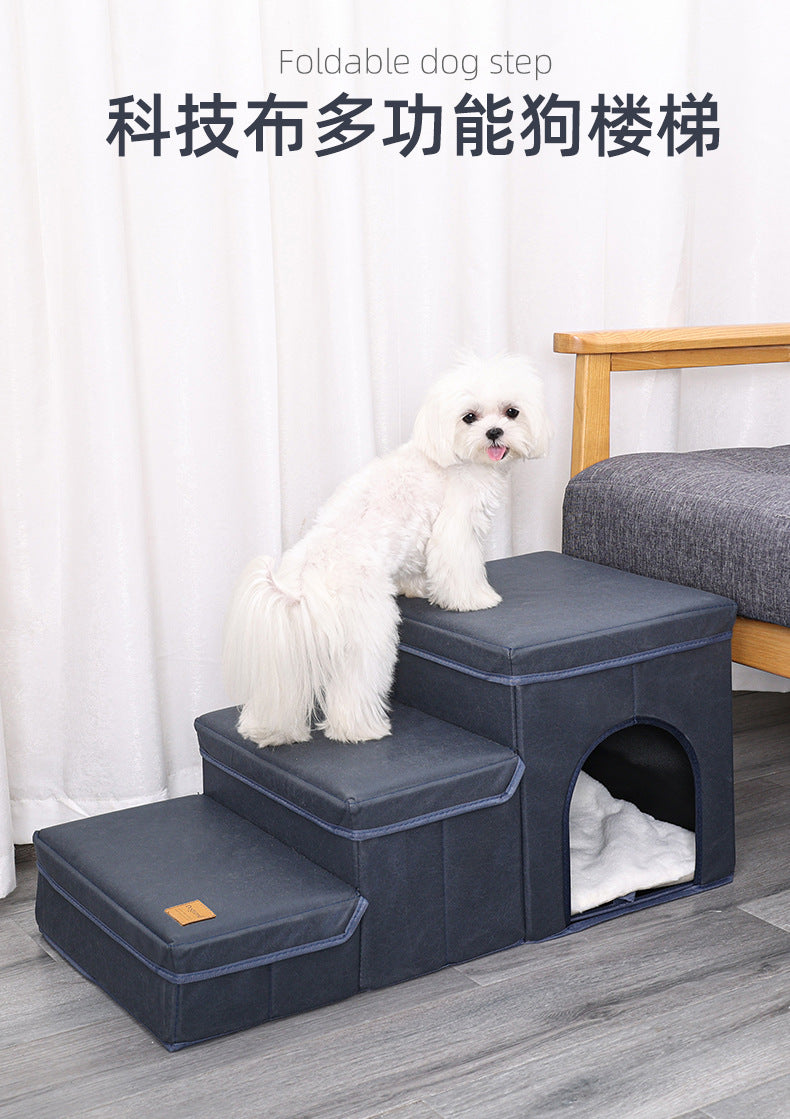 Amazon Cross-Border New Pet Stairs Steps Cat Dog Climbing Foldable Collapsible Dog Stairs Pet Supplies