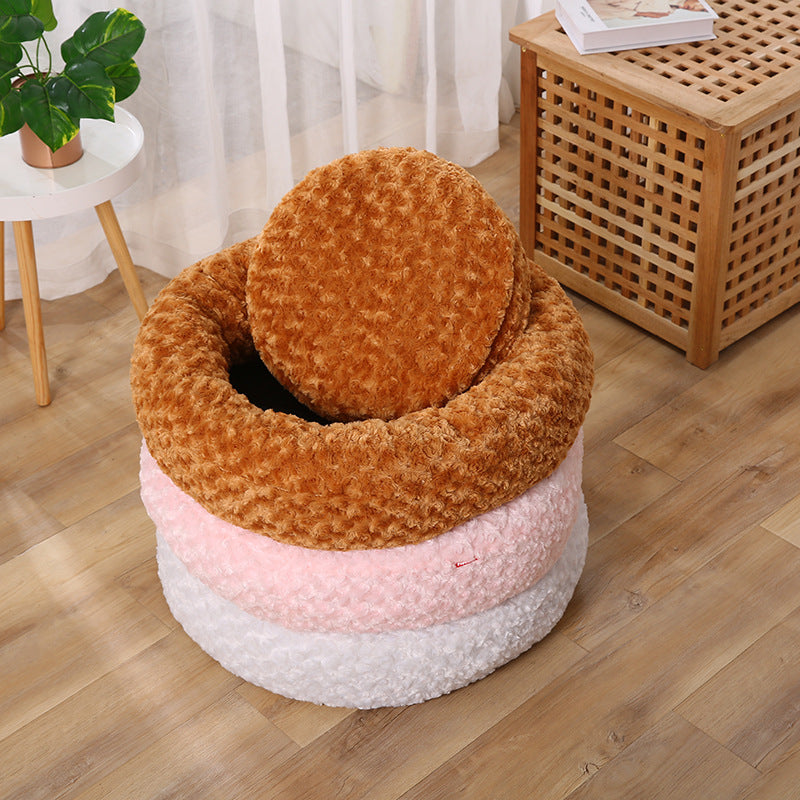 Pet Bed Rose Flower Pet Supplies Amazon Hot-Selling Winter Warm Mat Rose Short Plush Dog Bed Cat Bed