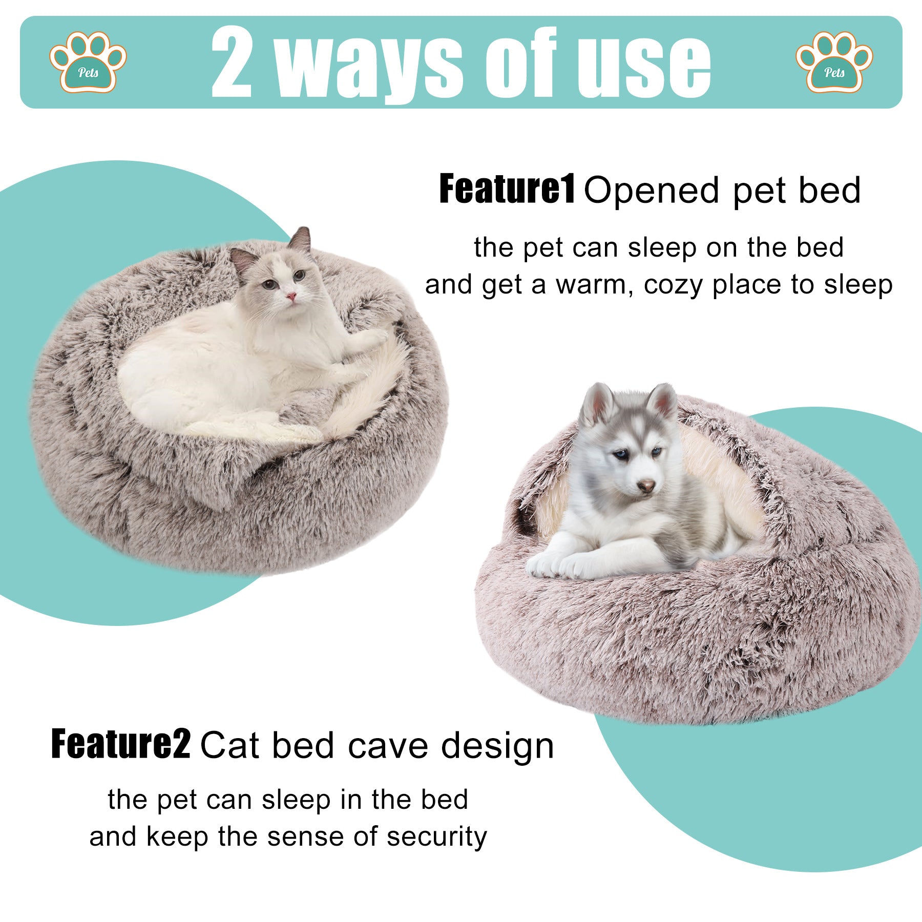 Plush Dog Bed Plush Dog Bed Crystal Velvet Warm Round Half Pack Cat Nest Deep Sleep Plush Round Nest Cat Bed