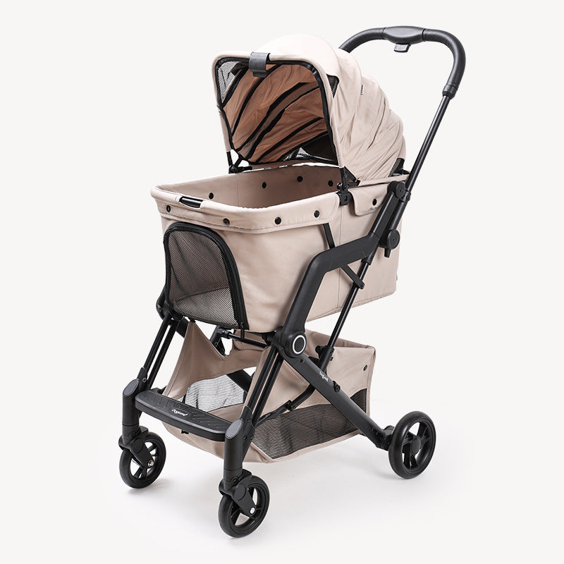 Cross-Border Pet Stroller Foldable with Safety Rope for Cats and Dogs Detachable Pet Stroller