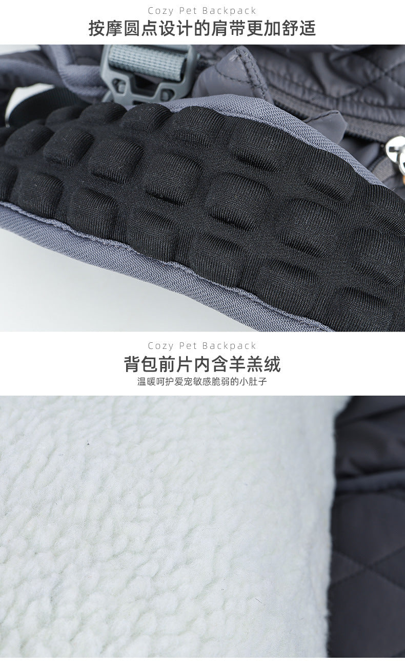 Dog Outdoor Backpack Winter Thickened Cotton Bag Pet Outdoor Portable Harness Chest Dual-use Backpack