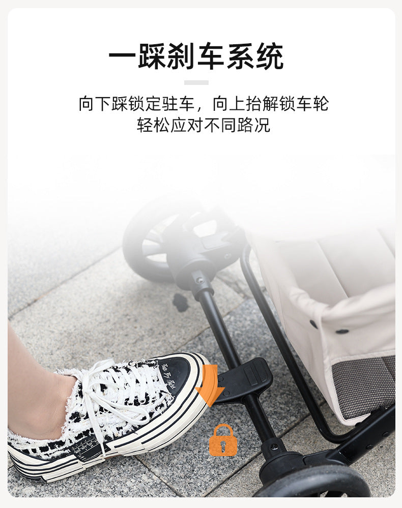 Cross-Border Pet Stroller Foldable with Safety Rope for Cats and Dogs Detachable Pet Stroller