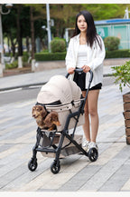 Cross-Border Pet Stroller Foldable with Safety Rope for Cats and Dogs Detachable Pet Stroller
