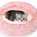 Plush Dog Bed Plush Dog Bed Crystal Velvet Warm Round Half Pack Cat Nest Deep Sleep Plush Round Nest Cat Bed