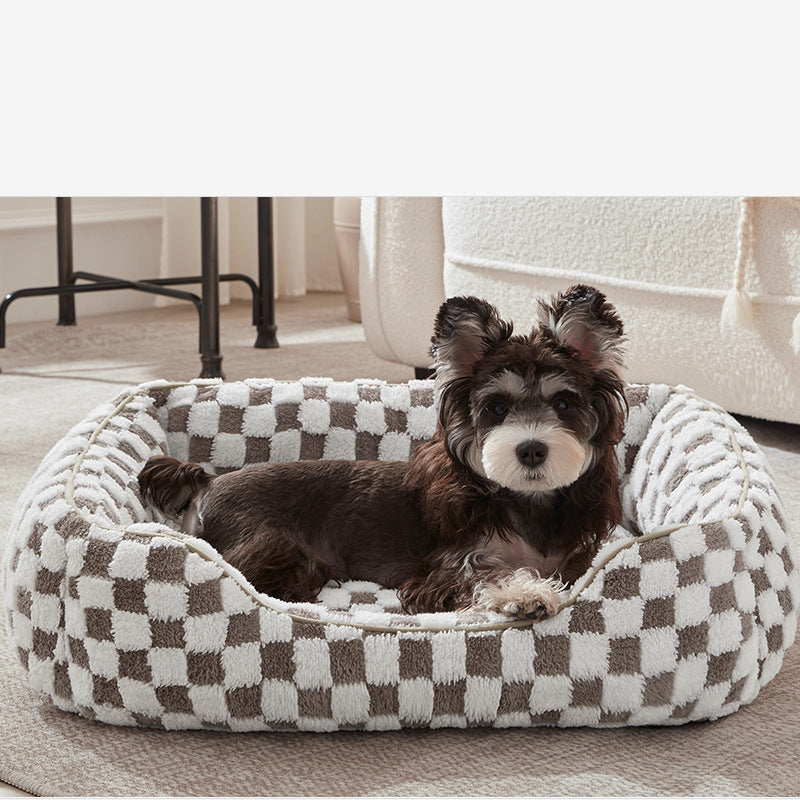Shu Cotton Velvet Jacquard Fabric Soft Comfortable Pet Bed Deep Sleep Cat Bed Dog Bed Winter Warm Pet Mat