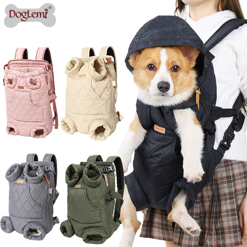 Dog Outdoor Backpack Winter Thickened Cotton Bag Pet Outdoor Portable Harness Chest Dual-use Backpack