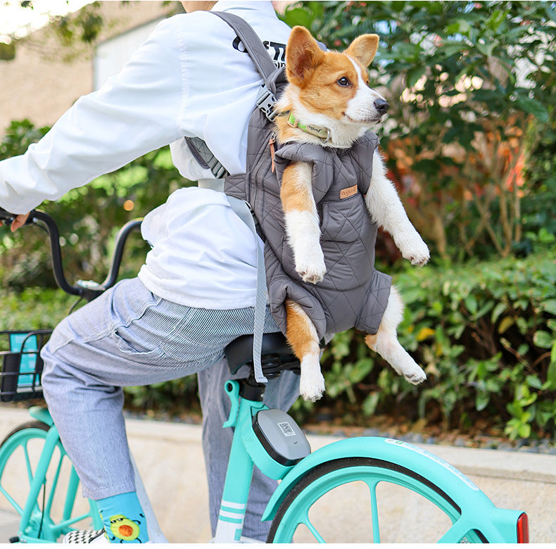 Dog Outdoor Backpack Winter Thickened Cotton Bag Pet Outdoor Portable Harness Chest Dual-use Backpack