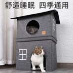 Wholesale Pet Cat House Double Layer Warm Foldable Pet House All-Season Cat House Semi-Enclosed Two-Layer Pet House