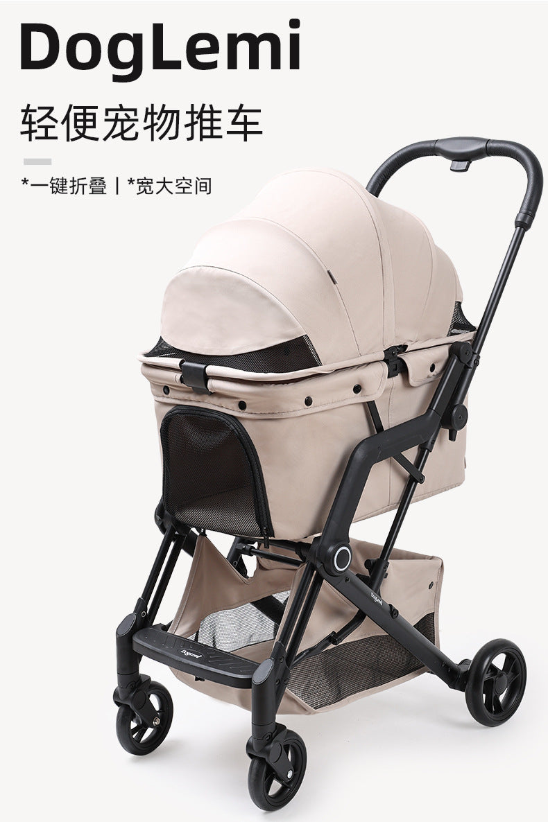Cross-Border Pet Stroller Foldable with Safety Rope for Cats and Dogs Detachable Pet Stroller