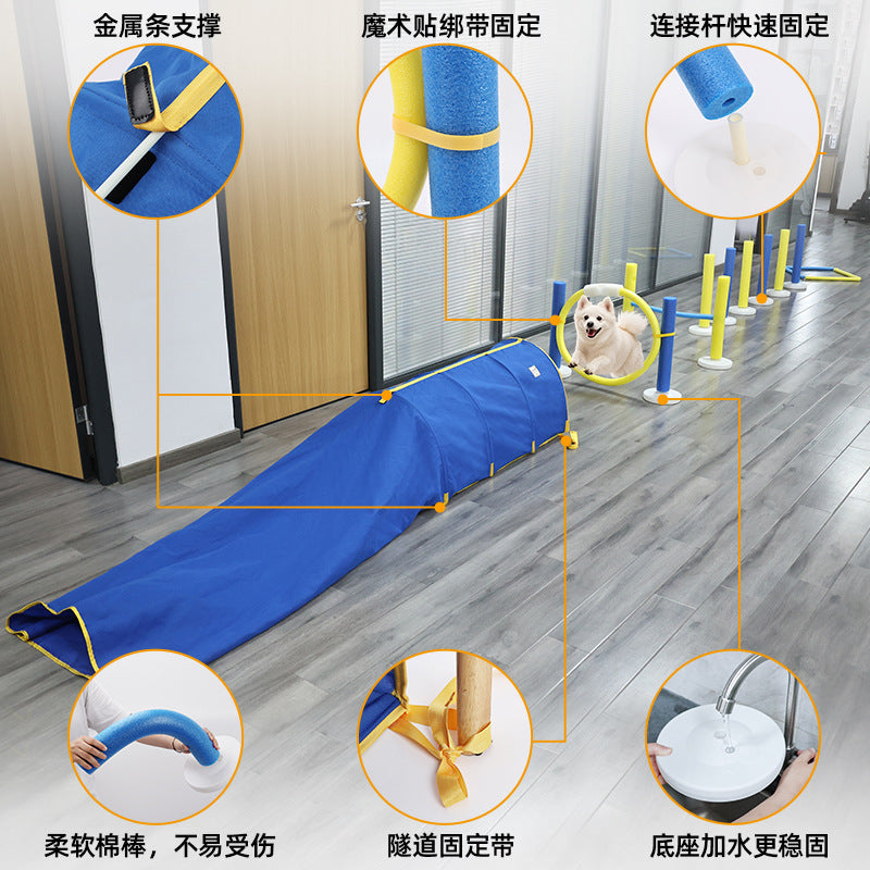 Dog Tunnel Training Equipment Dog Jumping Hoop Agility Training Toy Set Foldable Indoor Pet Tunnel Play