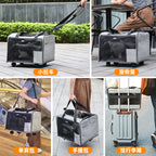 Pet Bag Single Shoulder Cat Bag Portable Breathable Outdoor Wheeled Push-Pull Dog Backpack Large Capacity Pet Carrier Bag
