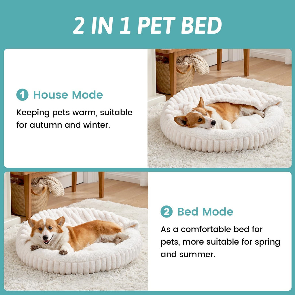 Cross-Border Hot-Selling Round Plush Dog Bed Cat Bed Thickened Warm Pet Bed for Cats and Small Dogs Machine Washable