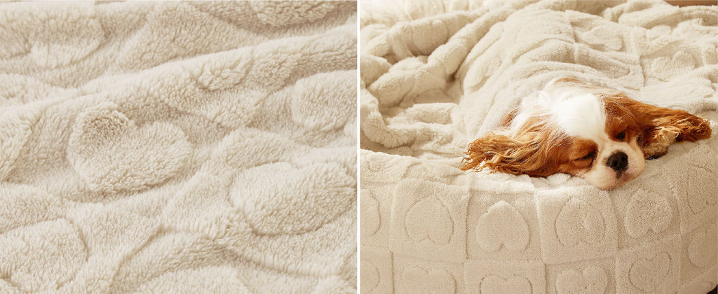 New Pet Bed High Weight Peach Heart Soft Cotton Plush Pet Mat Long Plush Round Cat Bed Winter Warm Dog Bed