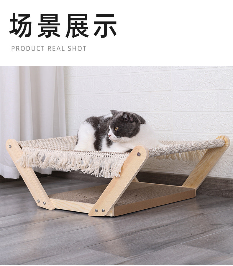 Cat Bed Cat Scratching Board Two-layer Camp Bed All-season Pet Cat Sofa Wooden Camp Bed Cat Bed Pet Supplies