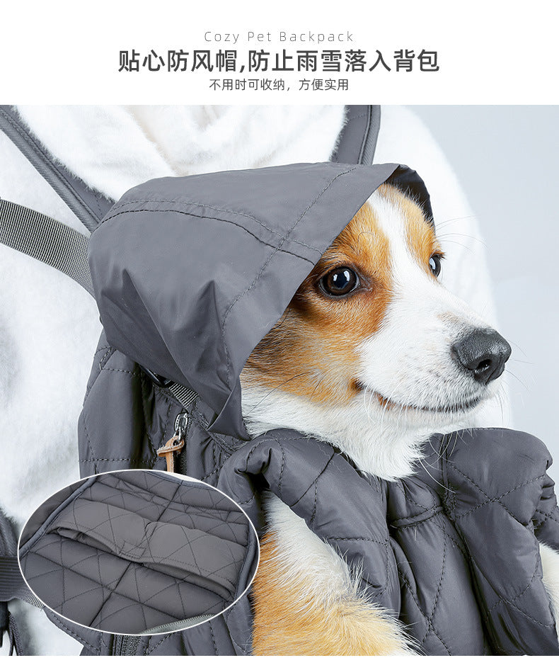 Dog Outdoor Backpack Winter Thickened Cotton Bag Pet Outdoor Portable Harness Chest Dual-use Backpack