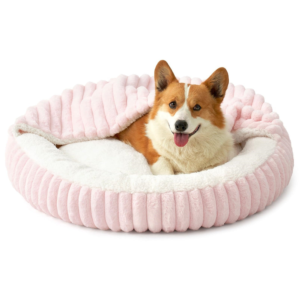 Cross-Border Hot-Selling Round Plush Dog Bed Cat Bed Thickened Warm Pet Bed for Cats and Small Dogs Machine Washable