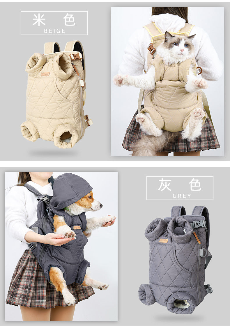 Dog Outdoor Backpack Winter Thickened Cotton Bag Pet Outdoor Portable Harness Chest Dual-use Backpack